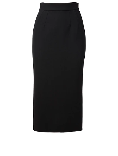 Wool Stretch Midi Skirt