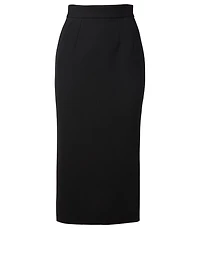 Wool Stretch Midi Skirt