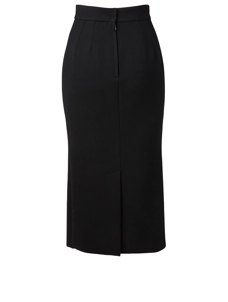 Wool Stretch Midi Skirt