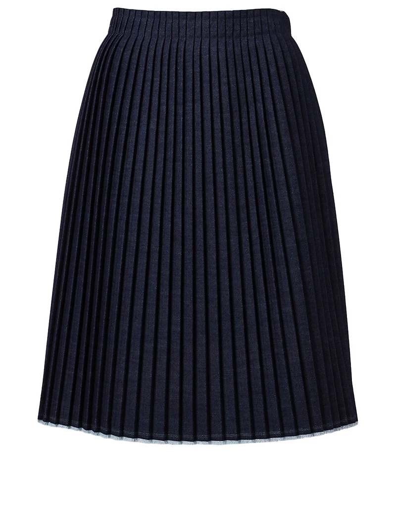 Cotton-Blend Pleated Skirt