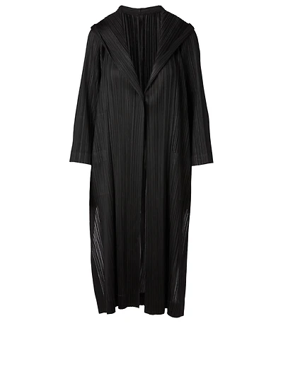Pleated Coat With Hood