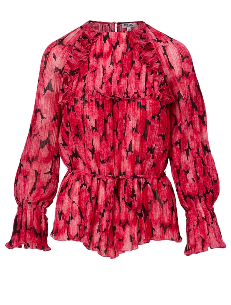 Pleated Blouse Peony Print