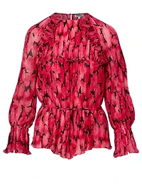 Pleated Blouse Peony Print