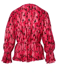 Pleated Blouse Peony Print