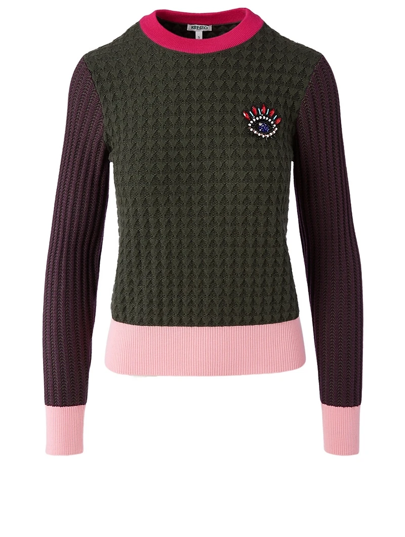 Wool-Blend Eye Sweater