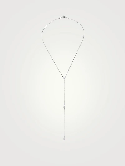 18K White Gold Pear And Double Marquis Long Lariat Necklace With Diamonds