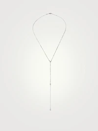 18K White Gold Pear And Double Marquis Long Lariat Necklace With Diamonds