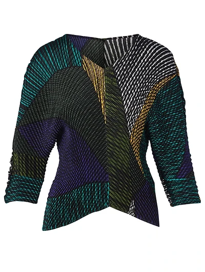 Random Glow Pleats Long-Sleeve Top