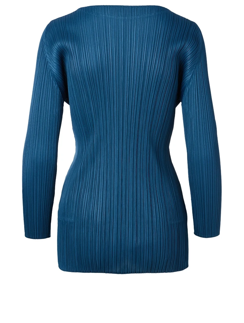 Pleated Long-Sleeve Blouse