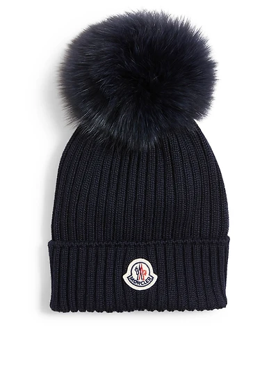 Kids' Wool Toque With Fur Pom