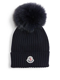 Kids' Wool Toque With Fur Pom