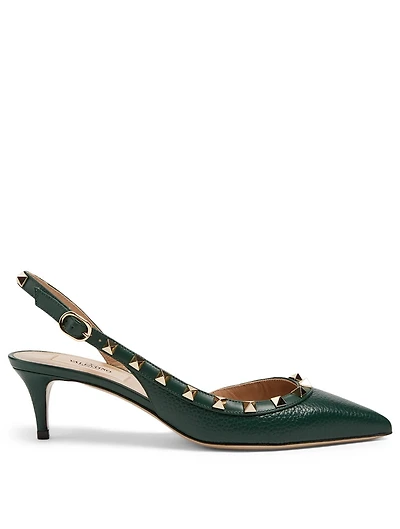 Rockstud Leather Slingback Pumps