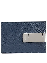 Saffiano Leather Card Holder With Clip