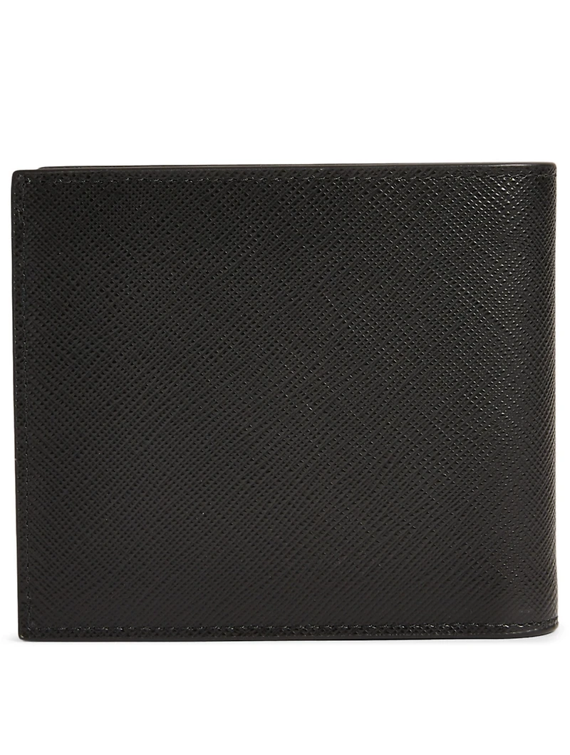 Saffiano Leather Bifold Wallet With Stripe