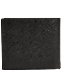 Saffiano Leather Bifold Wallet With Stripe