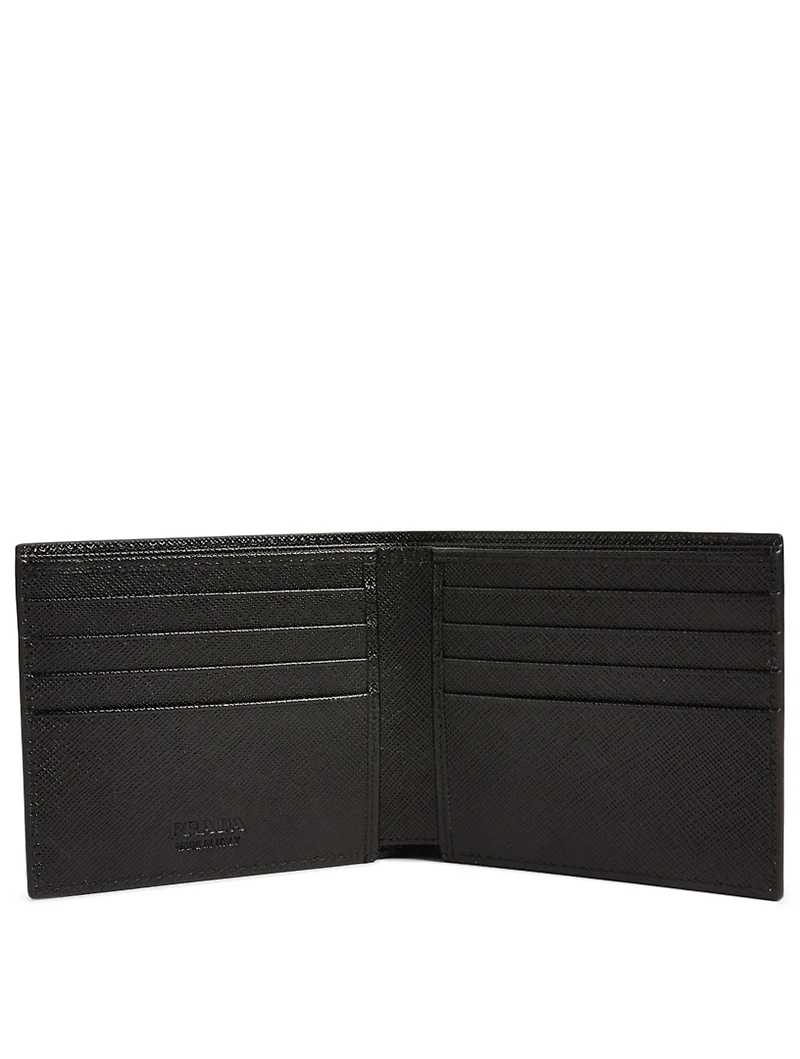 Saffiano Leather Bifold Wallet With Stripe