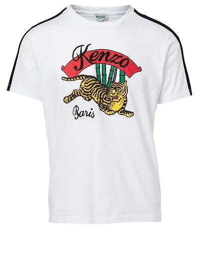 Cotton T-Shirt Bamboo Tiger Print