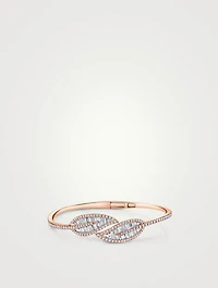Classic 18K Rose Gold Leaf Bracelet With Diamonds