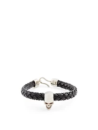 Braided Leather Skull Bracelet