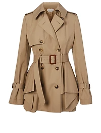 Cotton Peplum Trench Coat