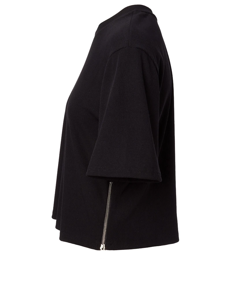 Lyla Ribbed Side Zip T-Shirt