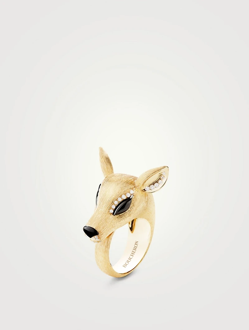 Nara The Doe Gold Ring With Black Sapphires, Onyx And Diamonds