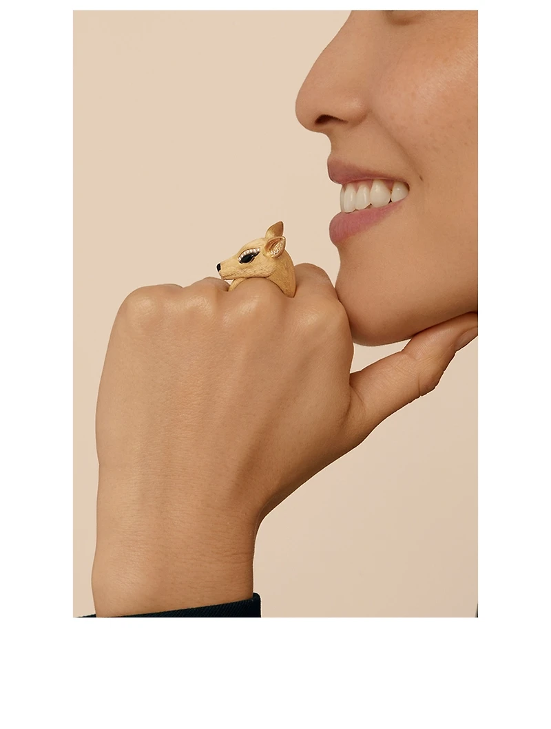 Nara The Doe Gold Ring With Black Sapphires, Onyx And Diamonds