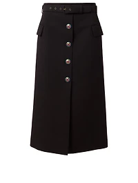 Wool-Blend Midi Skirt