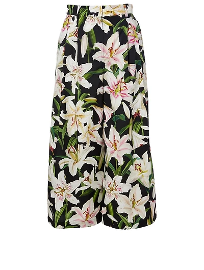 Cotton Wide-Leg Pants Floral Print