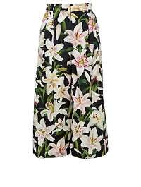 Cotton Wide-Leg Pants Floral Print