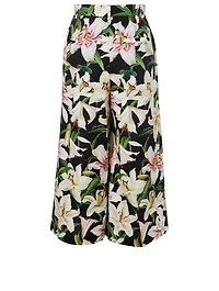 Cotton Wide-Leg Pants Floral Print