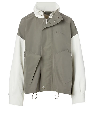 Two-Tone Cropped Jacket With Hood