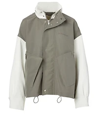 Two-Tone Cropped Jacket With Hood