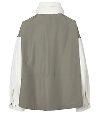 Two-Tone Cropped Jacket With Hood