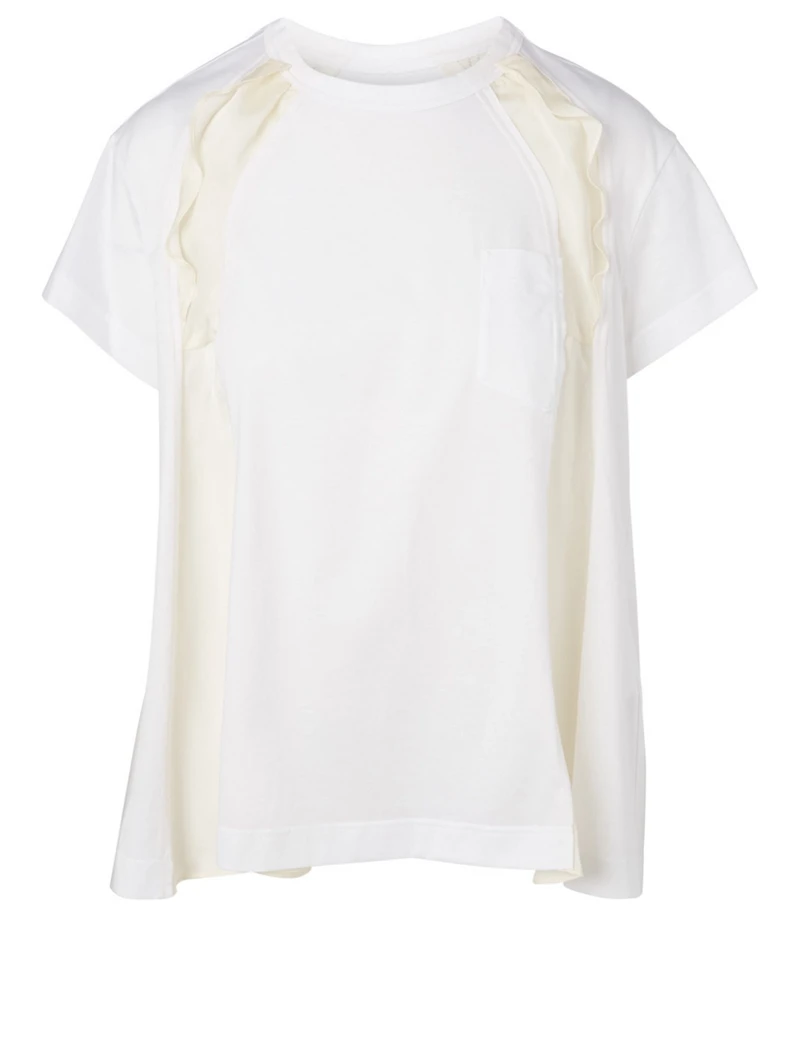 Cotton Ruffle Panel T-Shirt