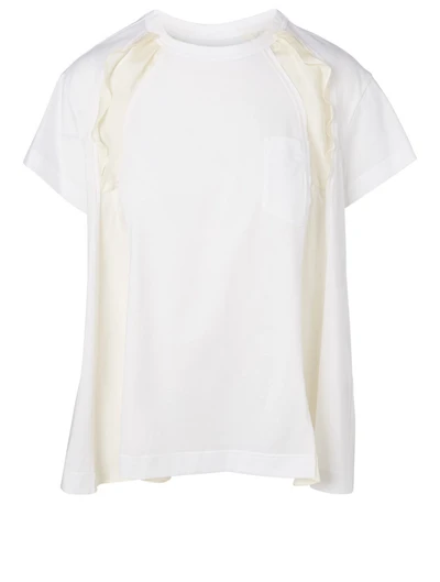 Cotton Ruffle Panel T-Shirt