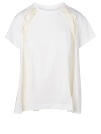 Cotton Ruffle Panel T-Shirt