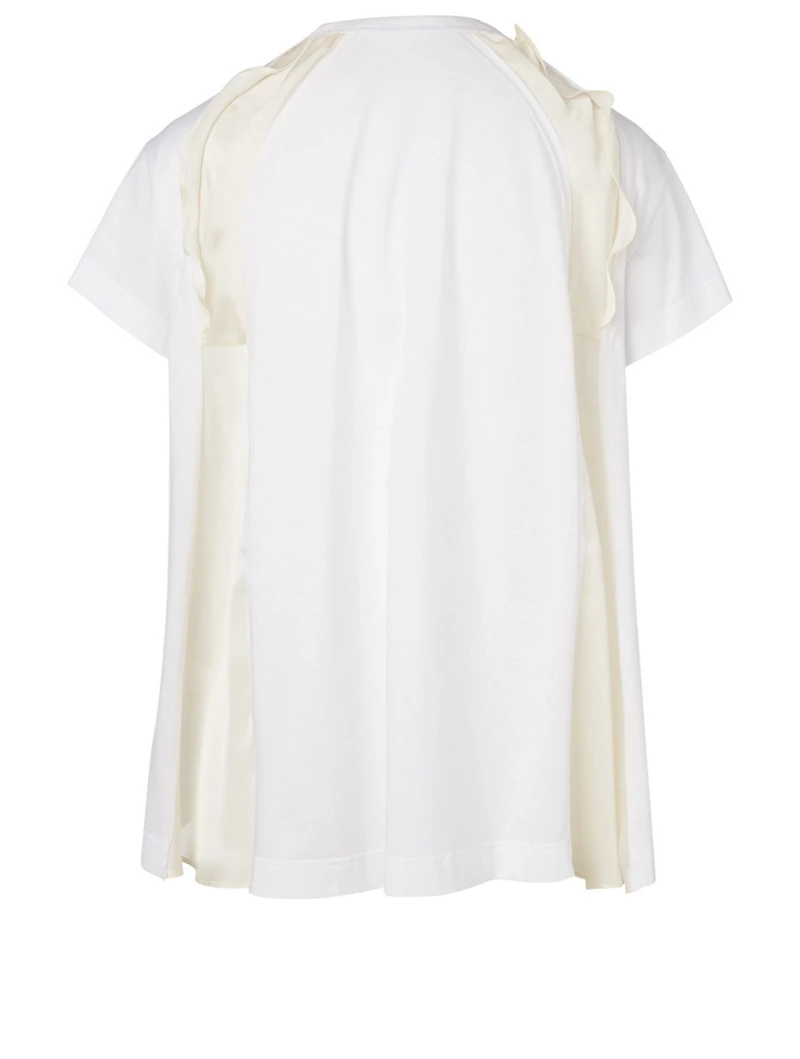 Cotton Ruffle Panel T-Shirt