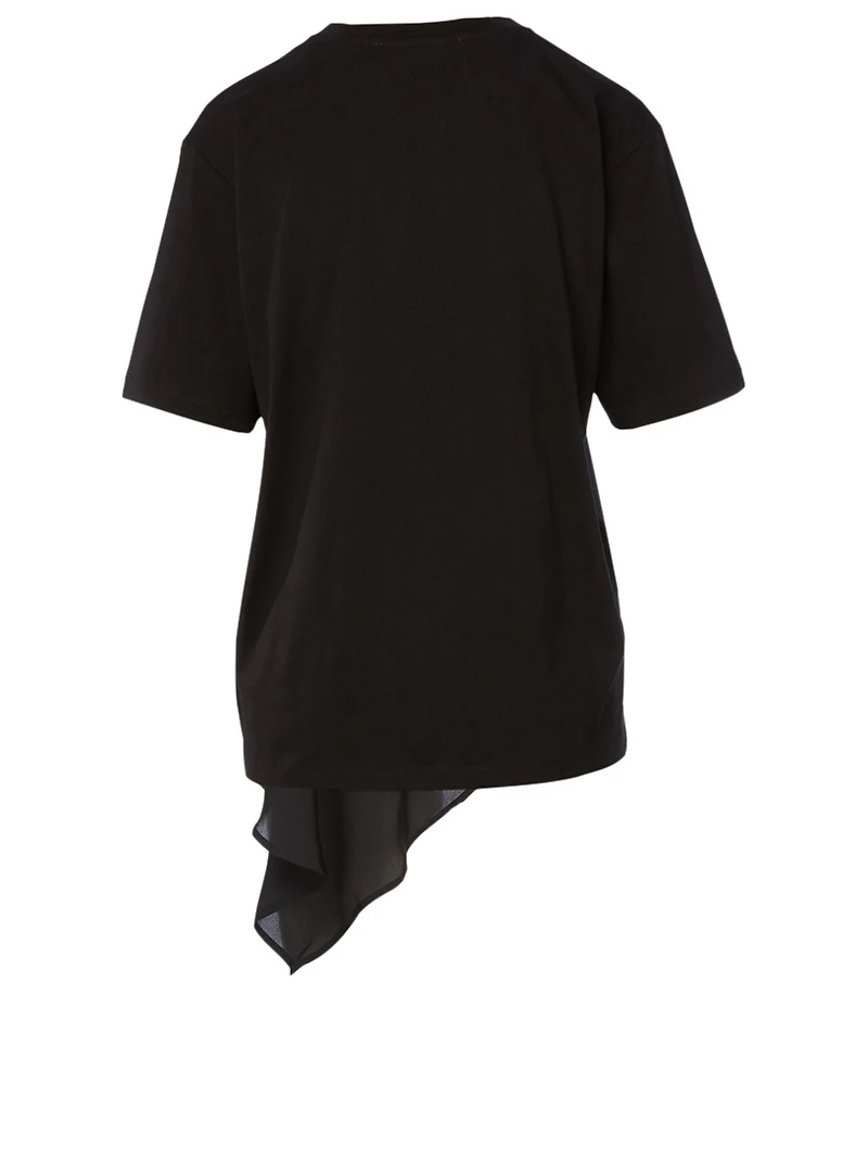 Cotton T-Shirt With Silk Pleat