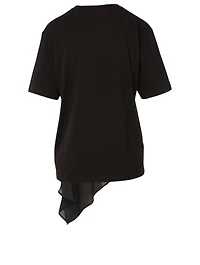 Cotton T-Shirt With Silk Pleat