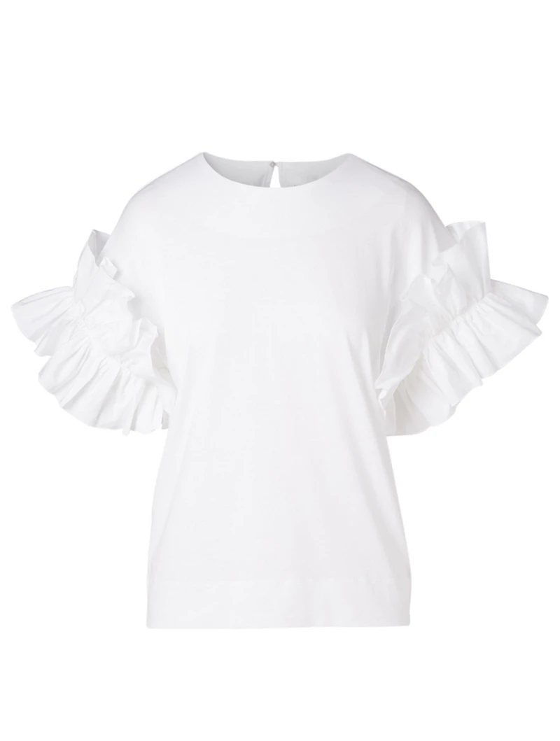 Cotton Ruffle-Sleeve Top