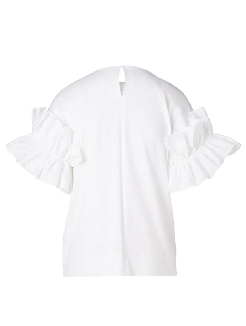 Cotton Ruffle-Sleeve Top