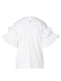 Cotton Ruffle-Sleeve Top
