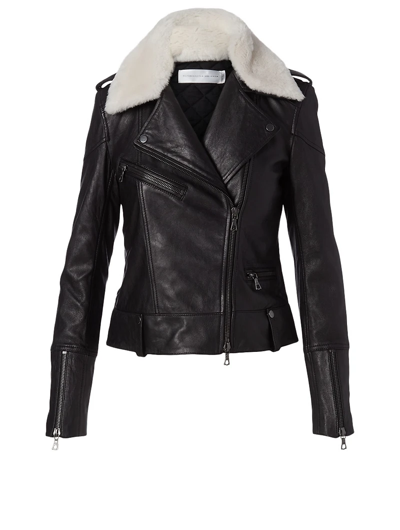 Shearling Collar Biker Jacket