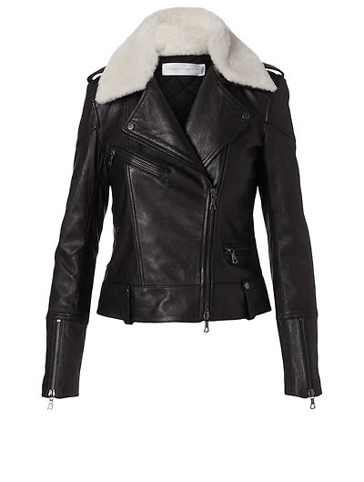 Shearling Collar Biker Jacket
