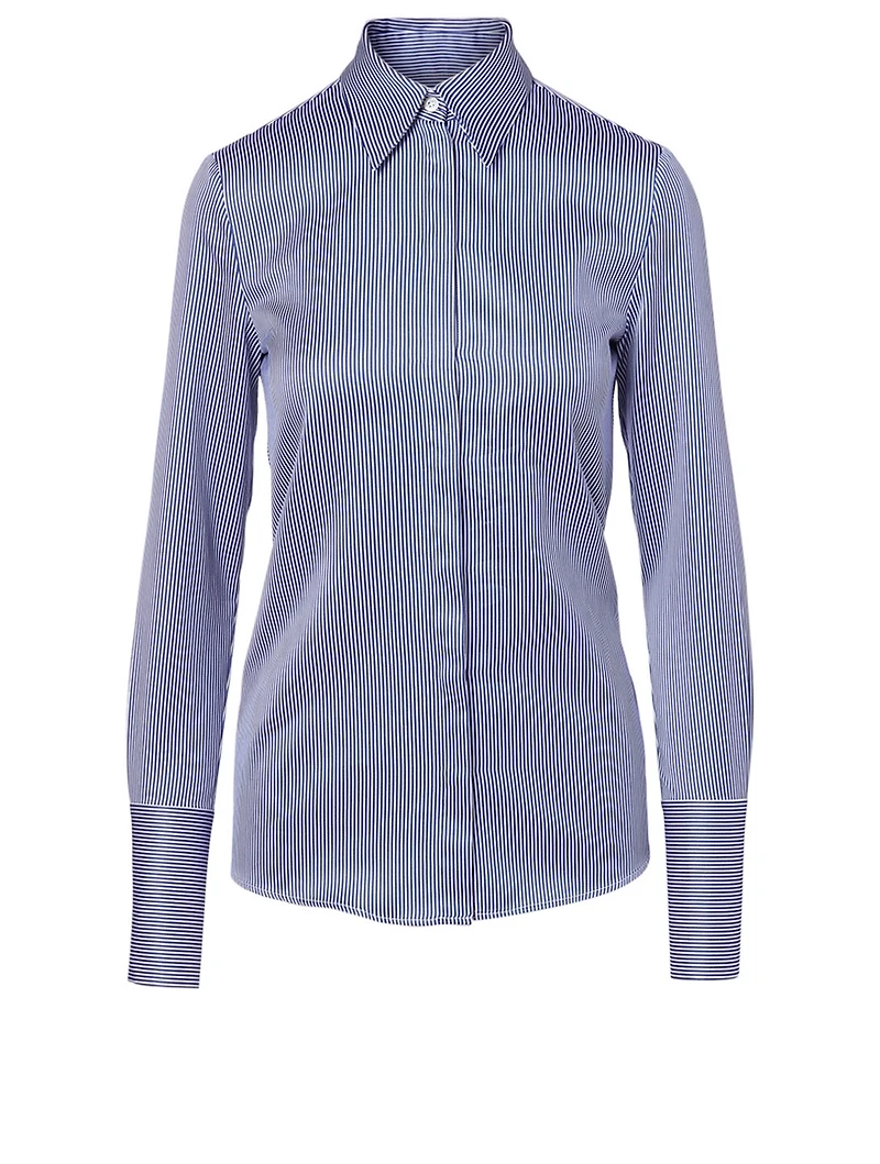 Cotton Bow Back Shirt Stripe Print