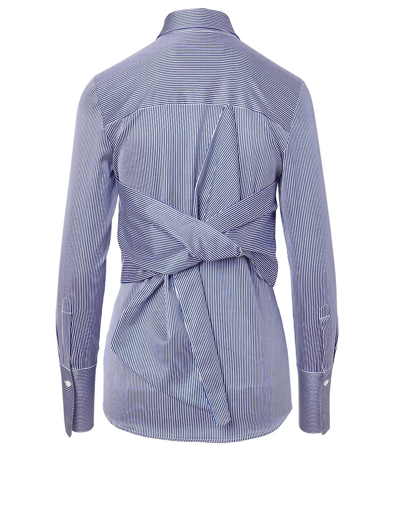 Cotton Bow Back Shirt Stripe Print