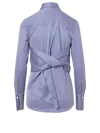 Cotton Bow Back Shirt Stripe Print