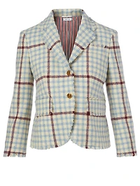 Wool Fray Blazer Check Print