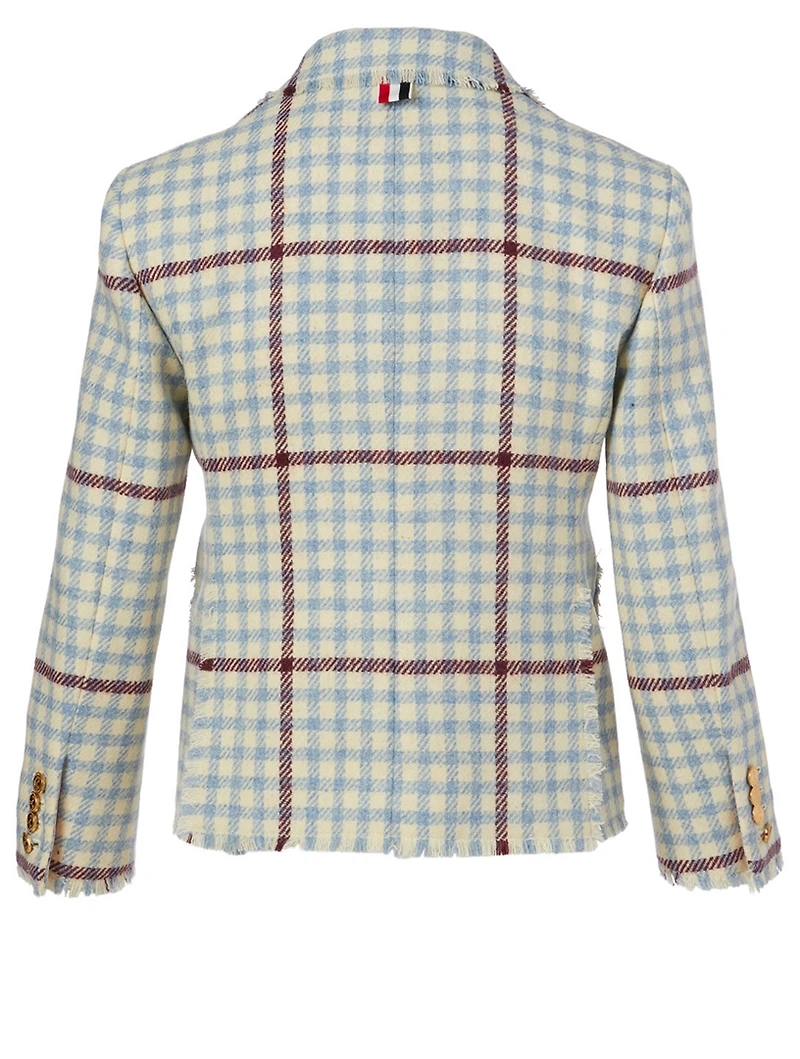 Wool Fray Blazer Check Print